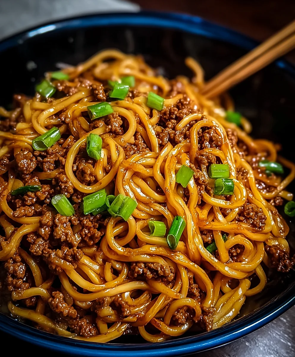 Quick Mongolian Ground Beef Noodles Recipe