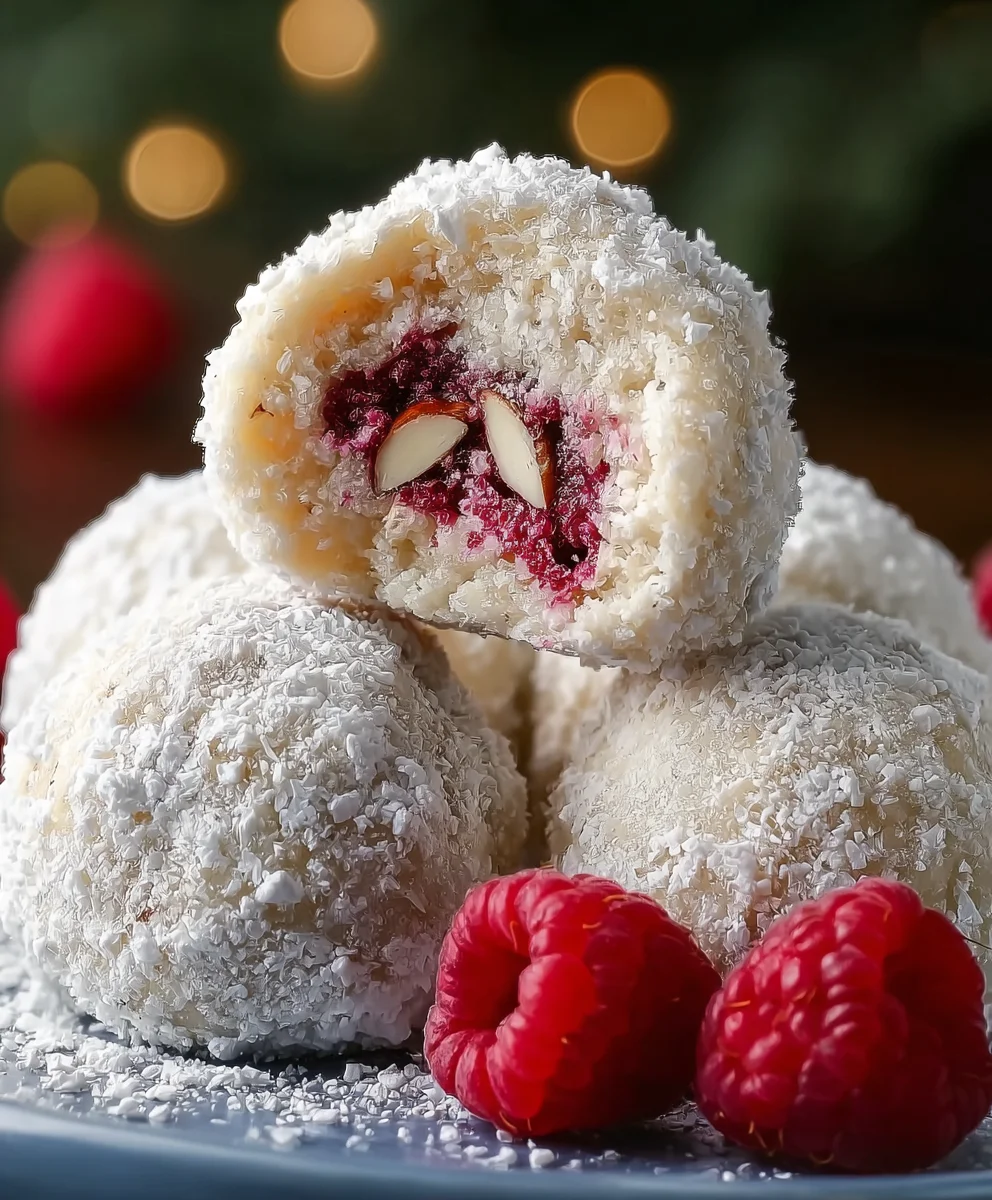 Raspberry Almond Snowball Cookies - Easy Recipe