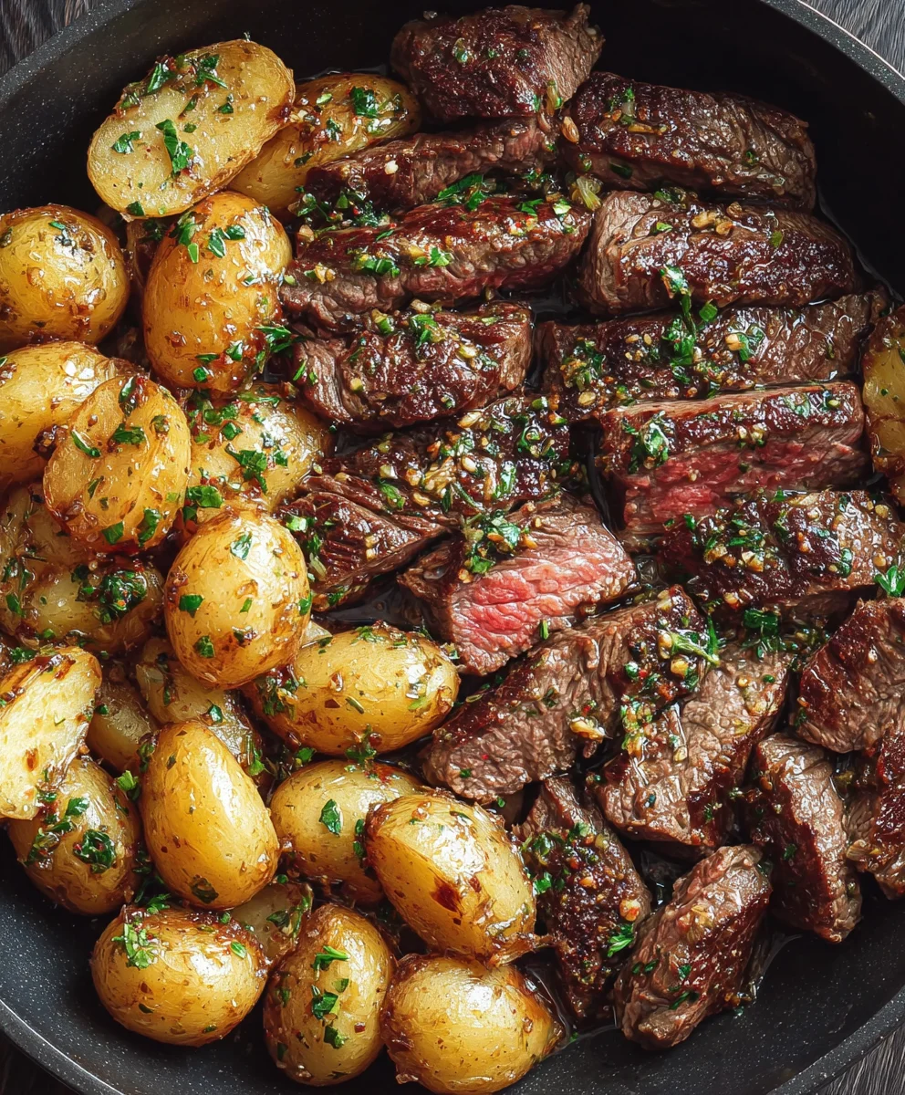 Garlic Butter Beef Steak Potatoes-Easy Dinner