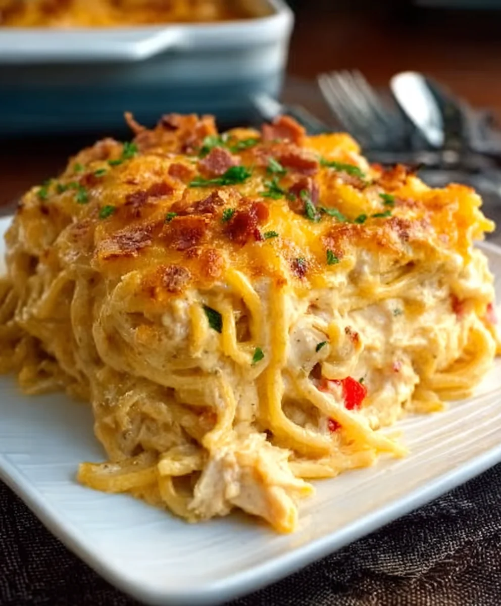 Spicy Cheesy Chicken Spaghetti Casserole Recipe