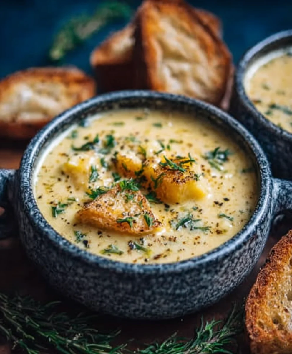 Hearty Cheddar Garlic Herb Potato Soup-Easy Recipe