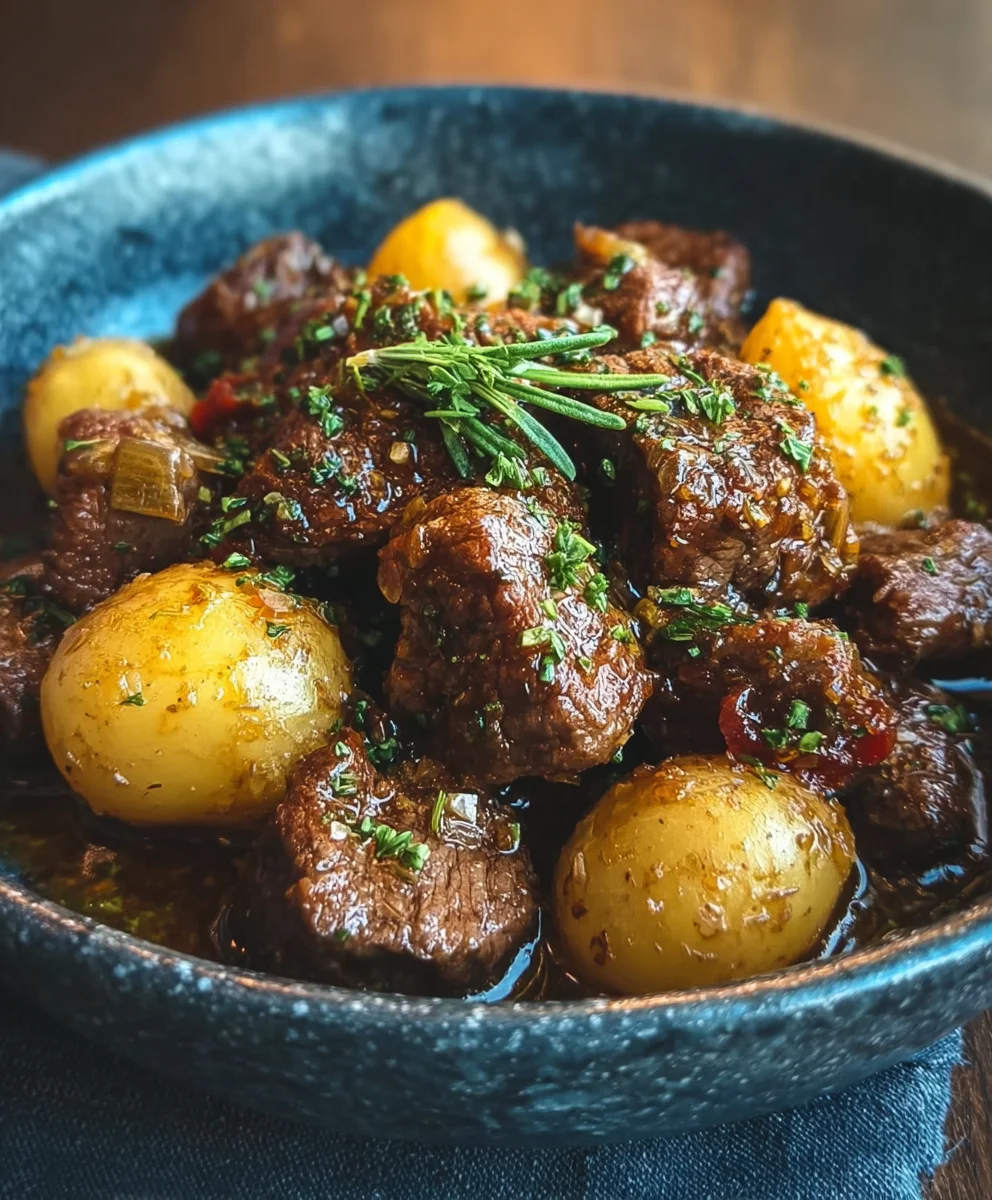 Garlic Butter Beef Bites with Potatoes-Easy Recipe
