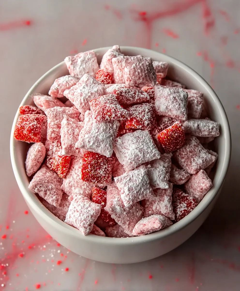 Easy Strawberry Shortcake Puppy Chow Recipe