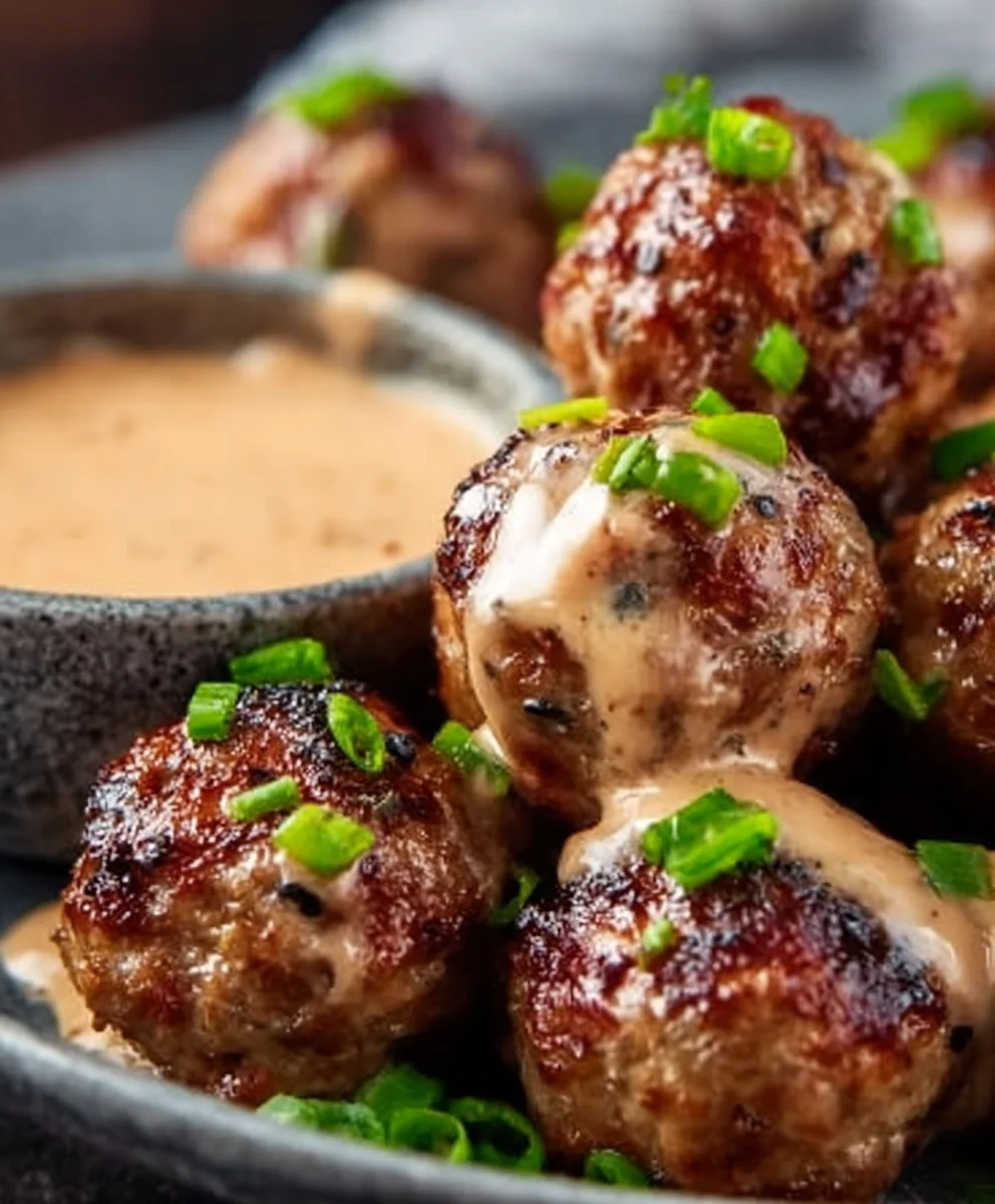 Korean BBQ Meatballs Spicy Mayo Dip Easy Recipe
