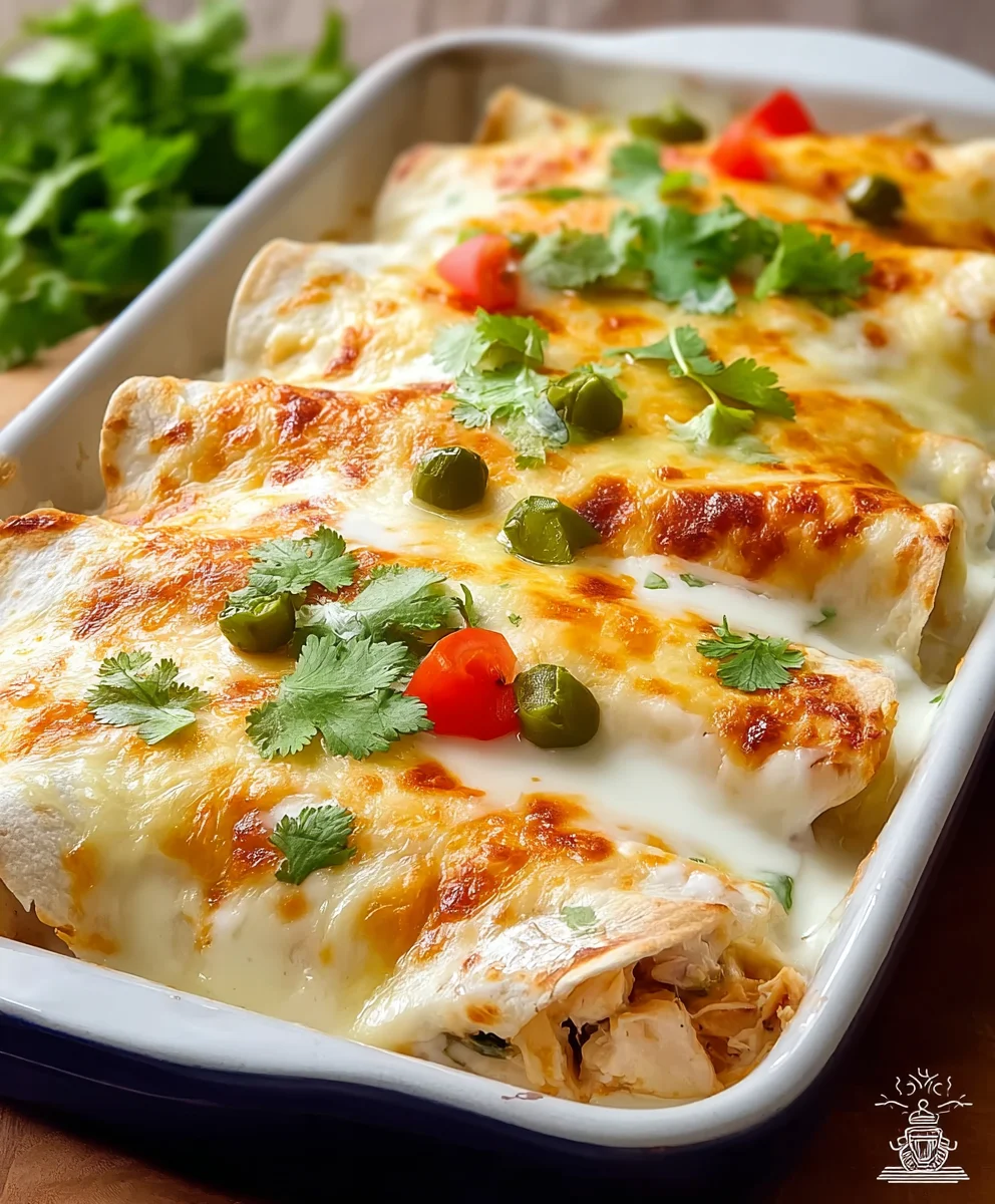 Easy Chicken Enchiladas with Creamy White Sauce