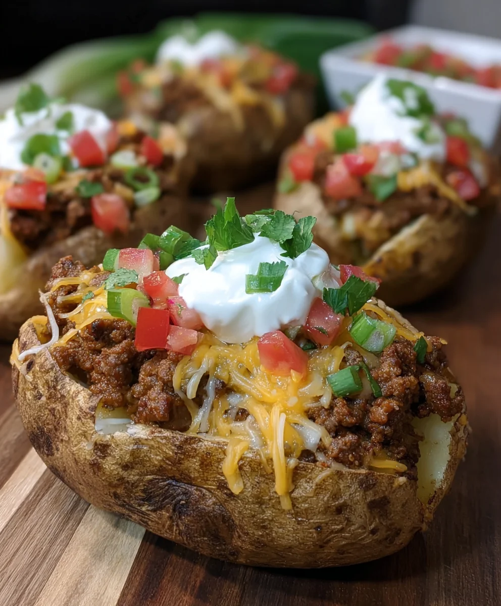 Taco Stuffed Baked Potatoes - Easy Dinner Recipe