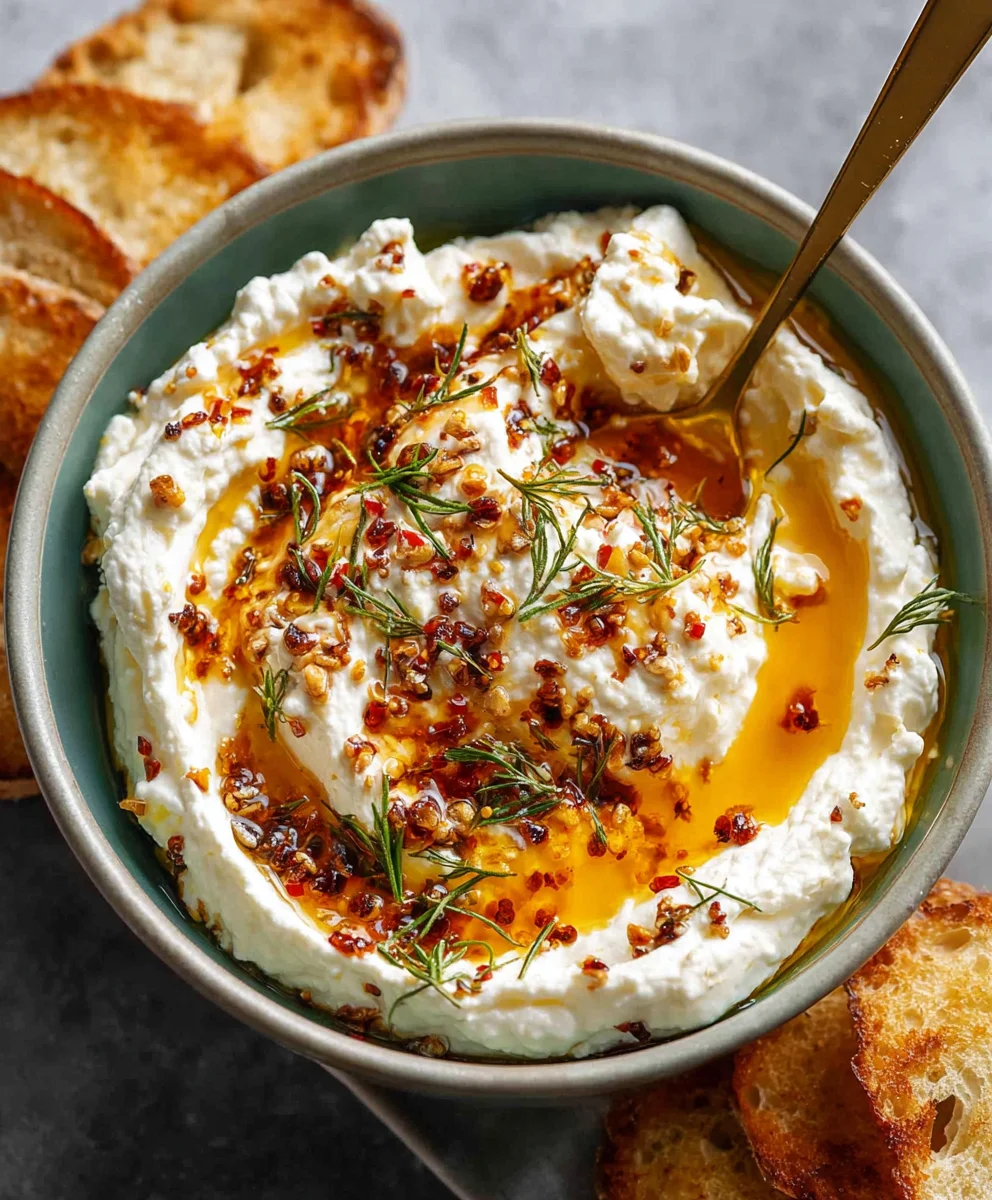 Spicy Ricotta Dip with Hot Honey- Easy Appetizer