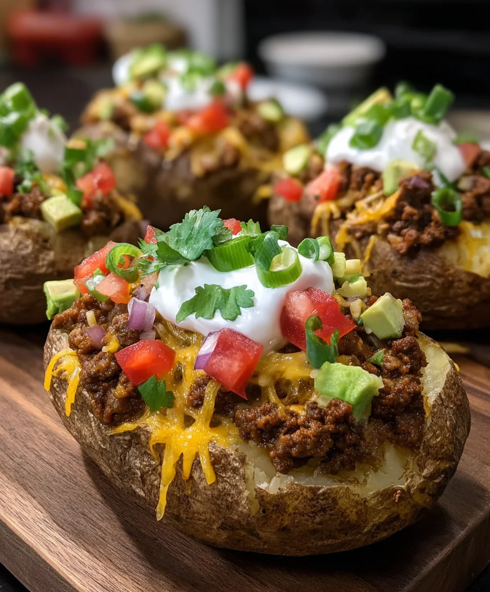 Taco Stuffed Baked Potatoes - Easy Dinner Recipe