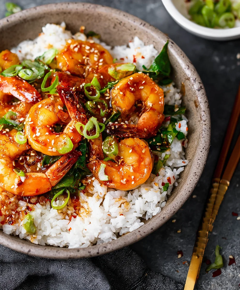 Easy Honey Garlic Shrimp Bowls-Quick Dinner