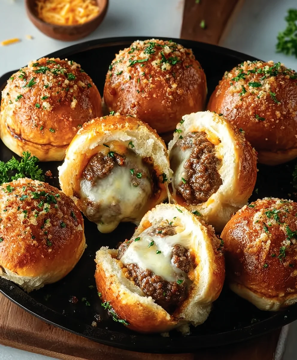 Garlic Parmesan Cheeseburger Bombs - Irresistible Bites