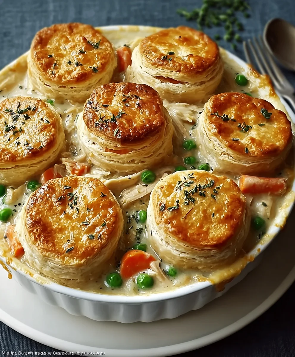 Easy Chicken Pot Pie with Fluffy Biscuits