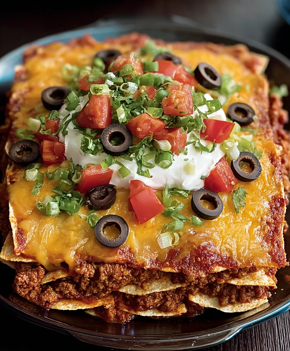 Easy Layered Beef Taco Bake Recipe