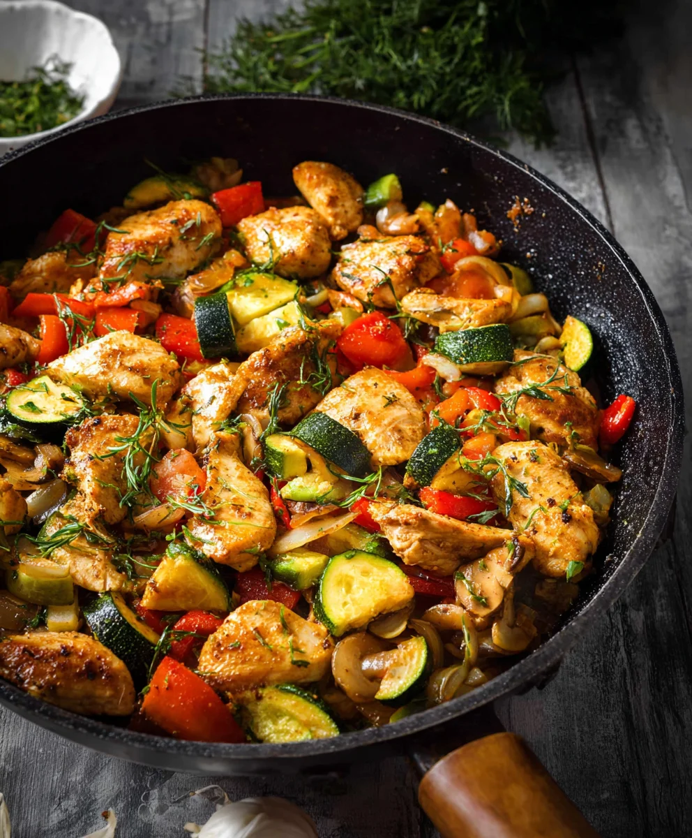 Healthy Low Carb Chicken Vegetable Skillet Recipe