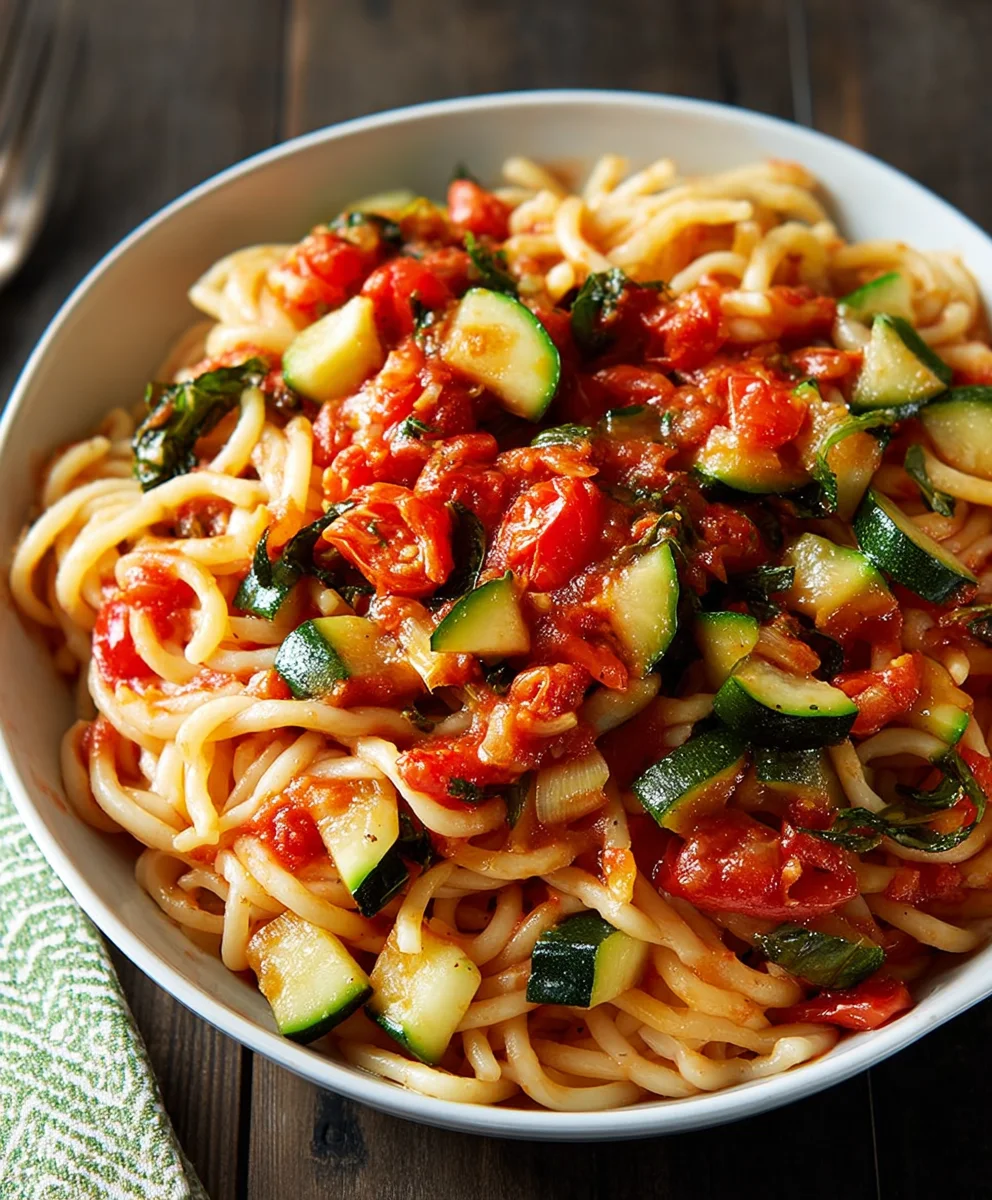 Healthy Tomato Zucchini Pasta-Quick & Easy Recipe