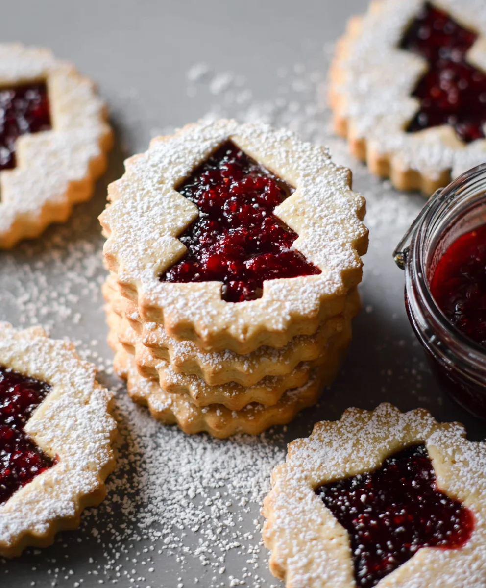 Raspberry Linzer Cookies - Delicious Sweet Treats
