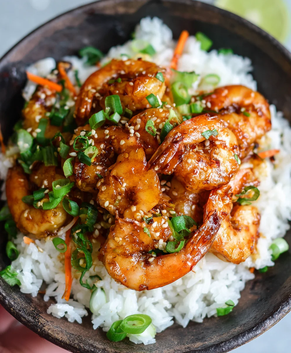 Honey Garlic Shrimp Bowls- Quick Delicious Recipe