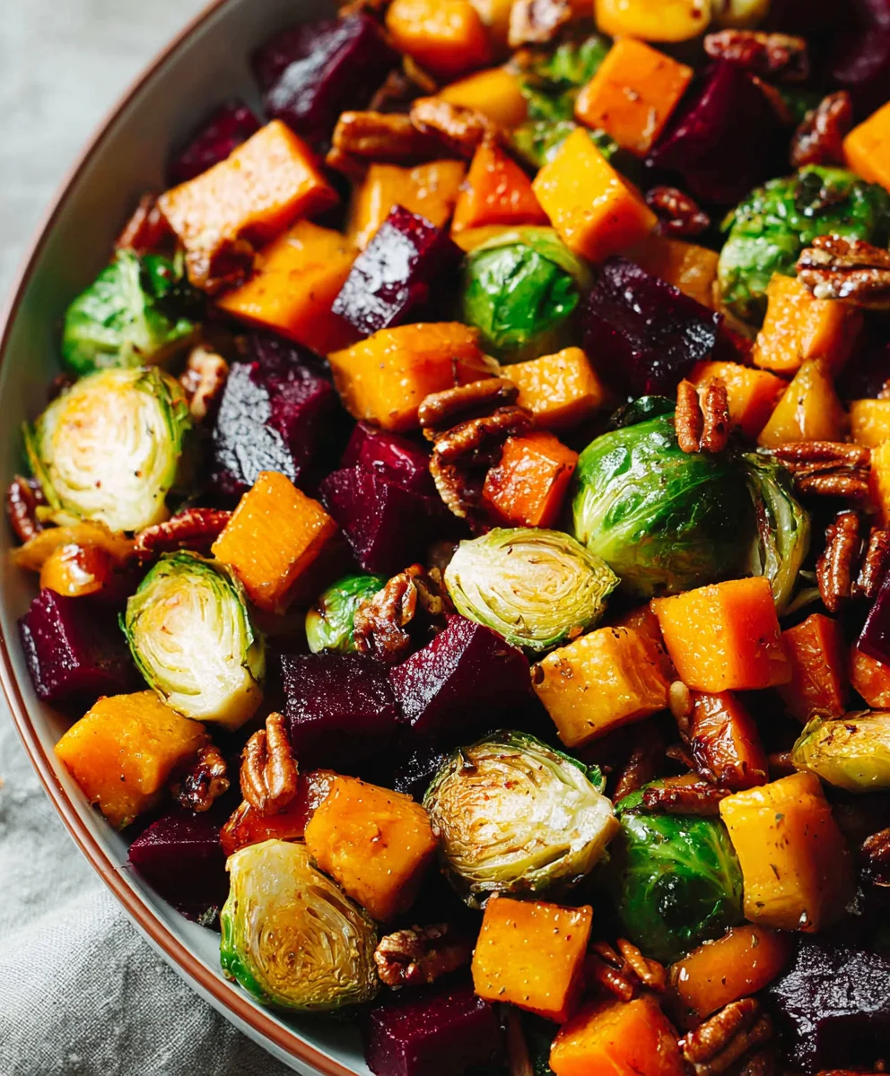 Winter Vegetable Salad Butternut Squash Brussels Beets