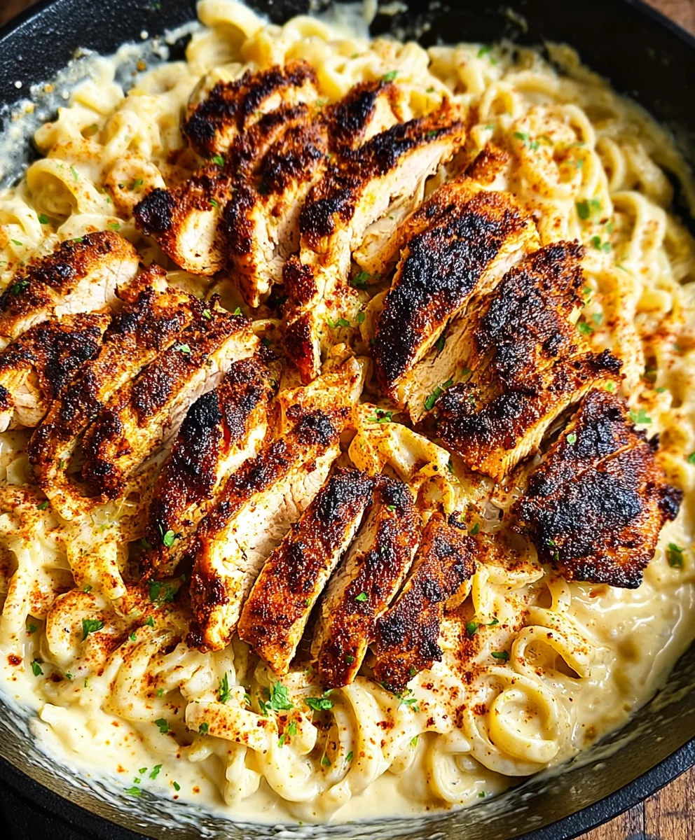 Blackened Cajun Chicken Alfredo - Creamy Spicy Comfort