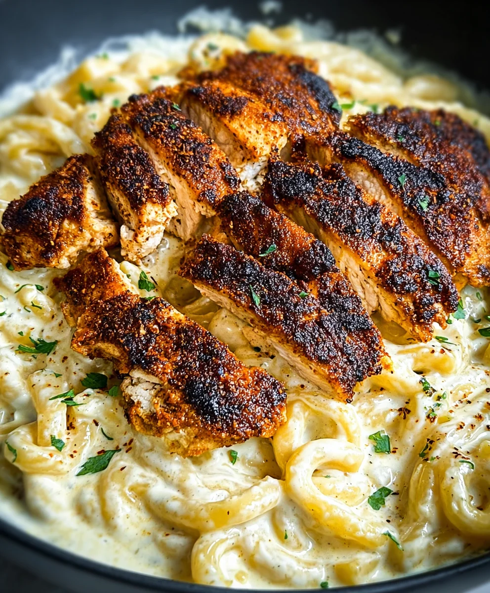 Blackened Cajun Chicken Alfredo - Creamy Spicy Comfort