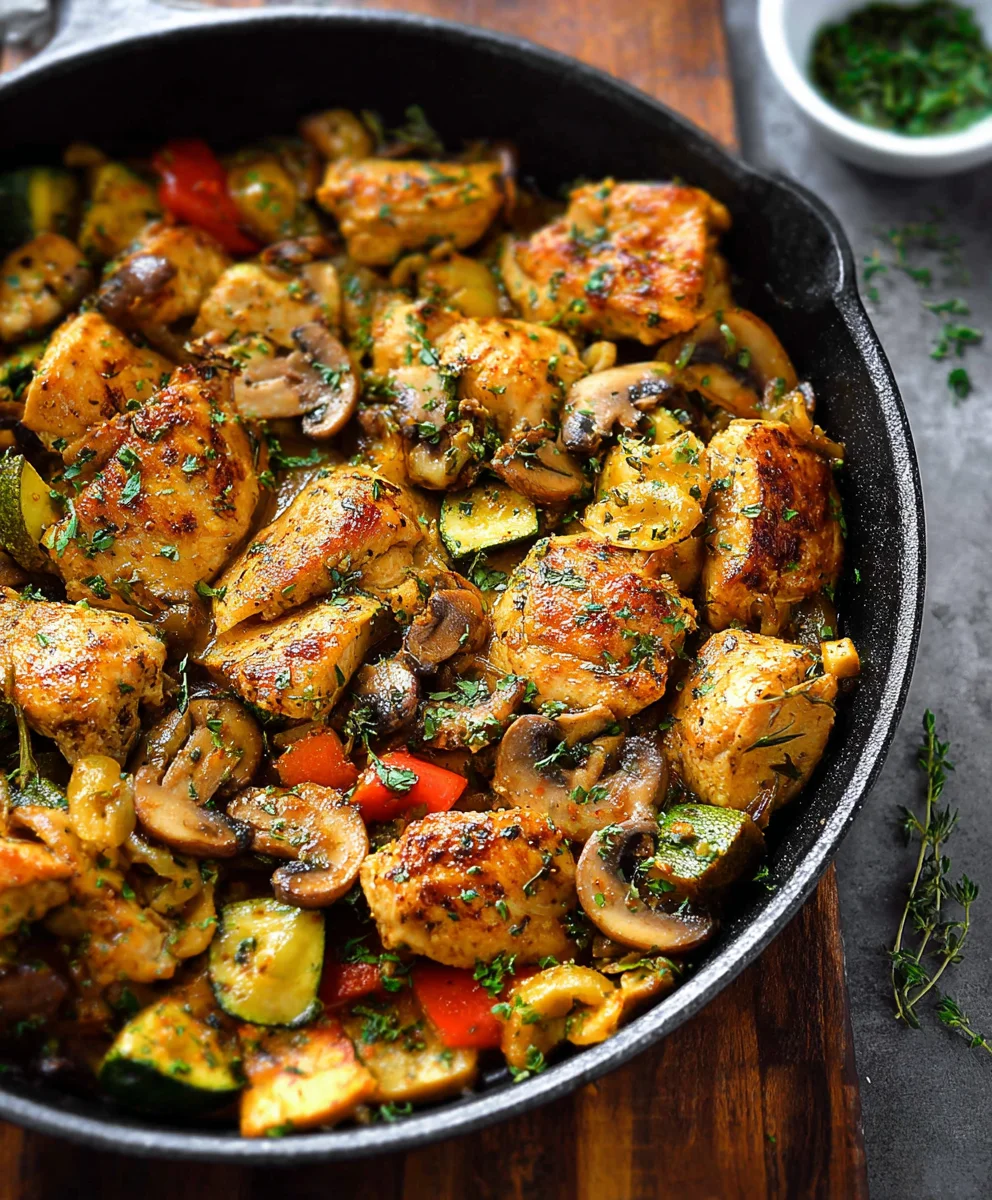 Healthy Low Carb Chicken Vegetable Skillet Recipe