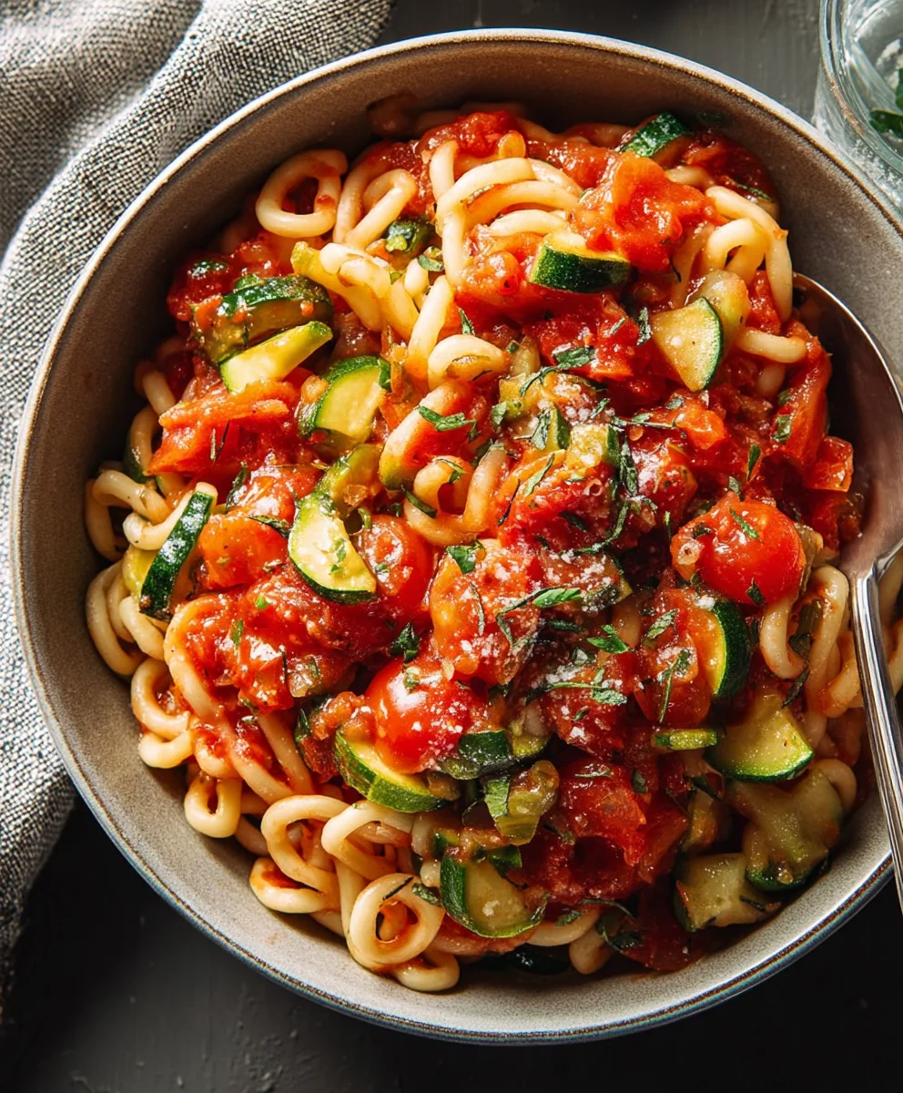 Healthy Tomato Zucchini Pasta-Quick & Easy Recipe