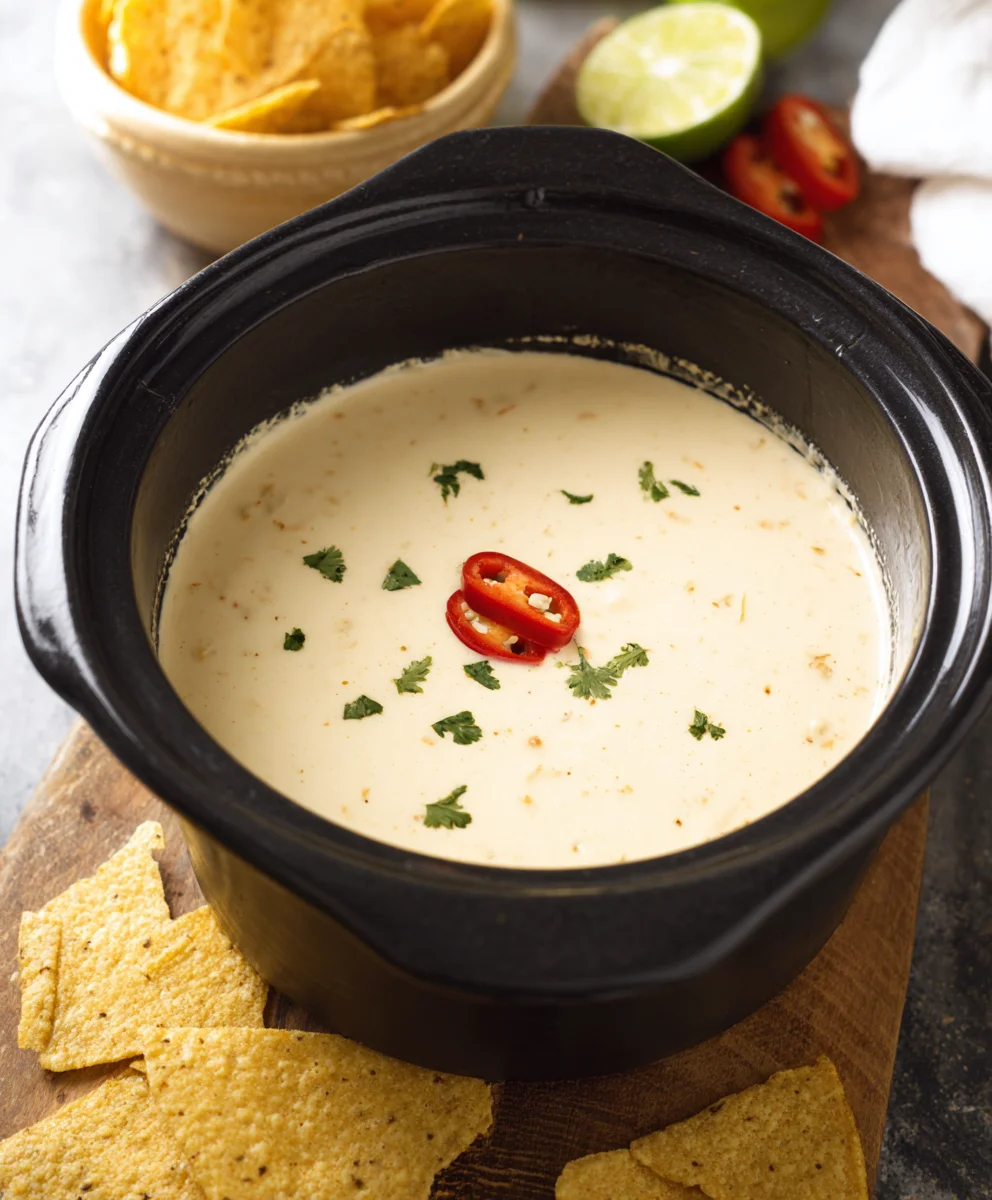 Easy Crockpot White Queso Dip Recipe
