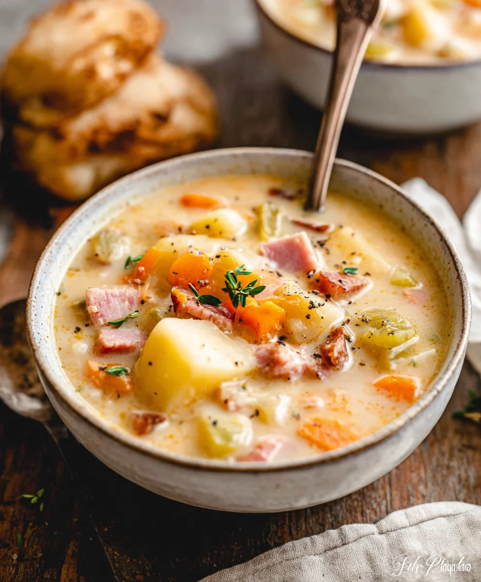 Hearty Beef Beef Ham Potato Soup-Comforting & Easy