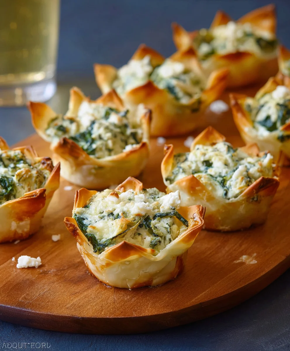 Spinach Artichoke Dip Wonton Cups