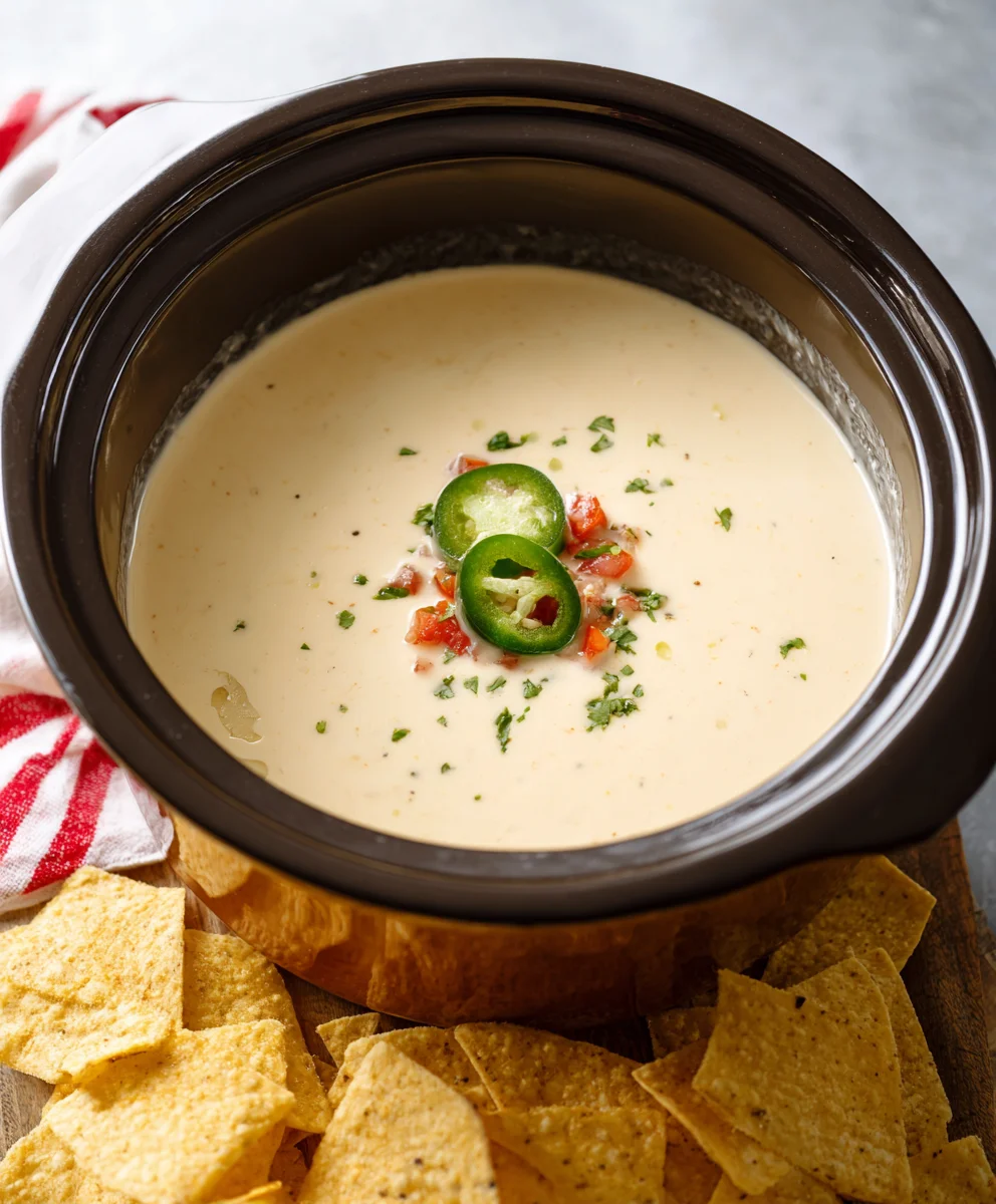 Easy Crockpot White Queso Dip Recipe