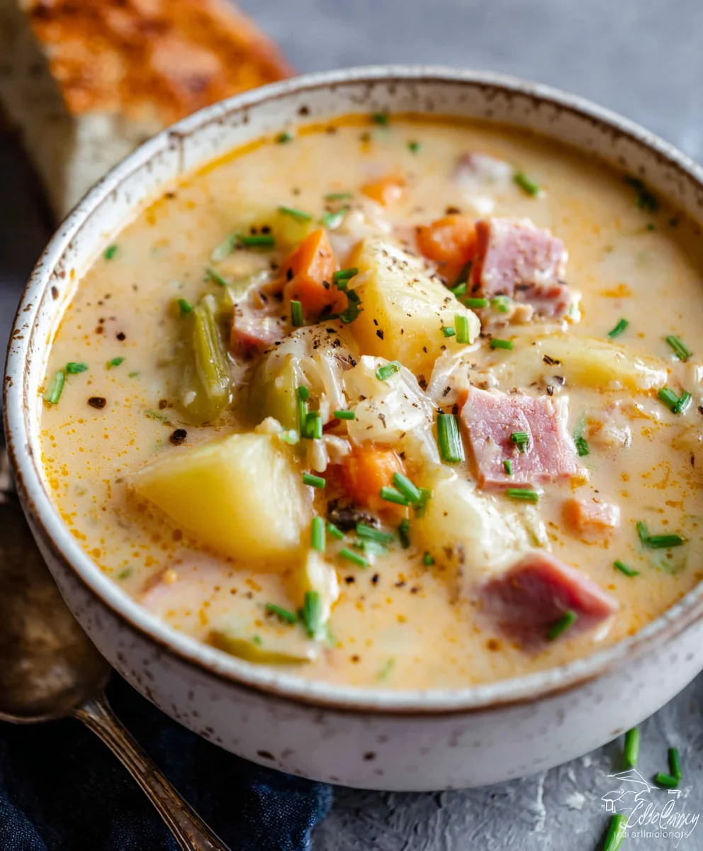 Hearty Beef Beef Ham Potato Soup-Comforting & Easy
