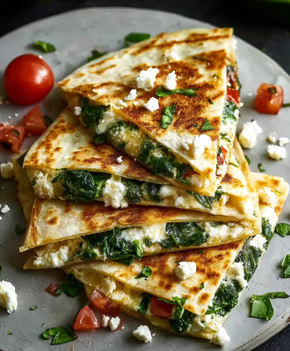 Easy Spinach Feta Quesadillas - Quick Lunch