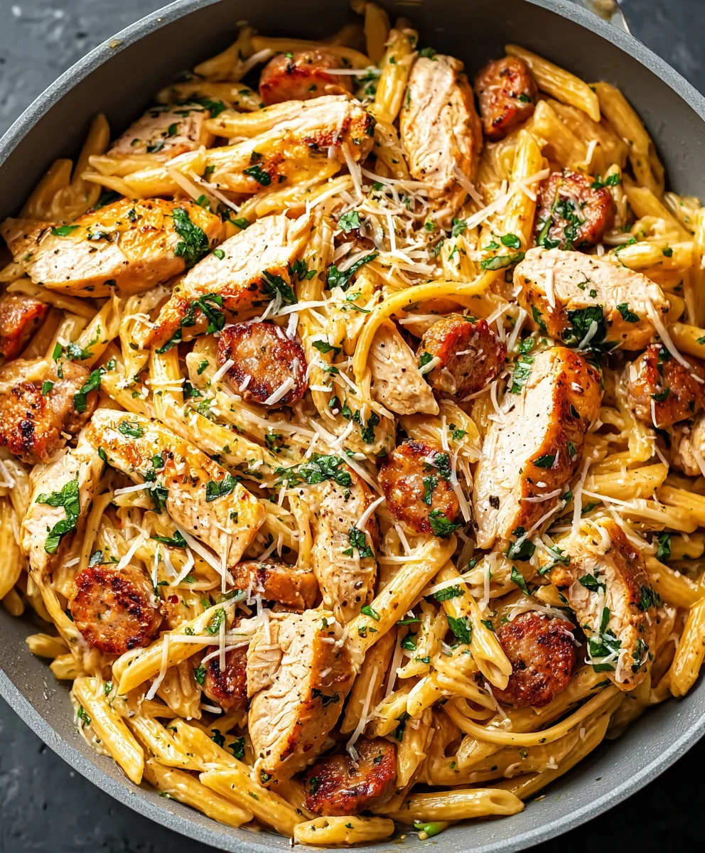 Easy Chicken and Beef Sausage Pasta Recipe
