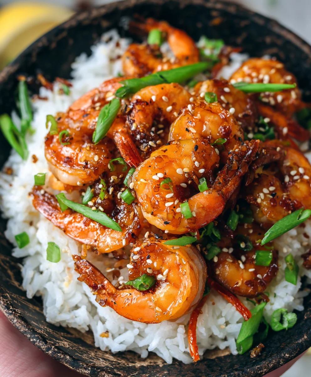 Honey Garlic Shrimp Bowls- Quick Delicious Recipe