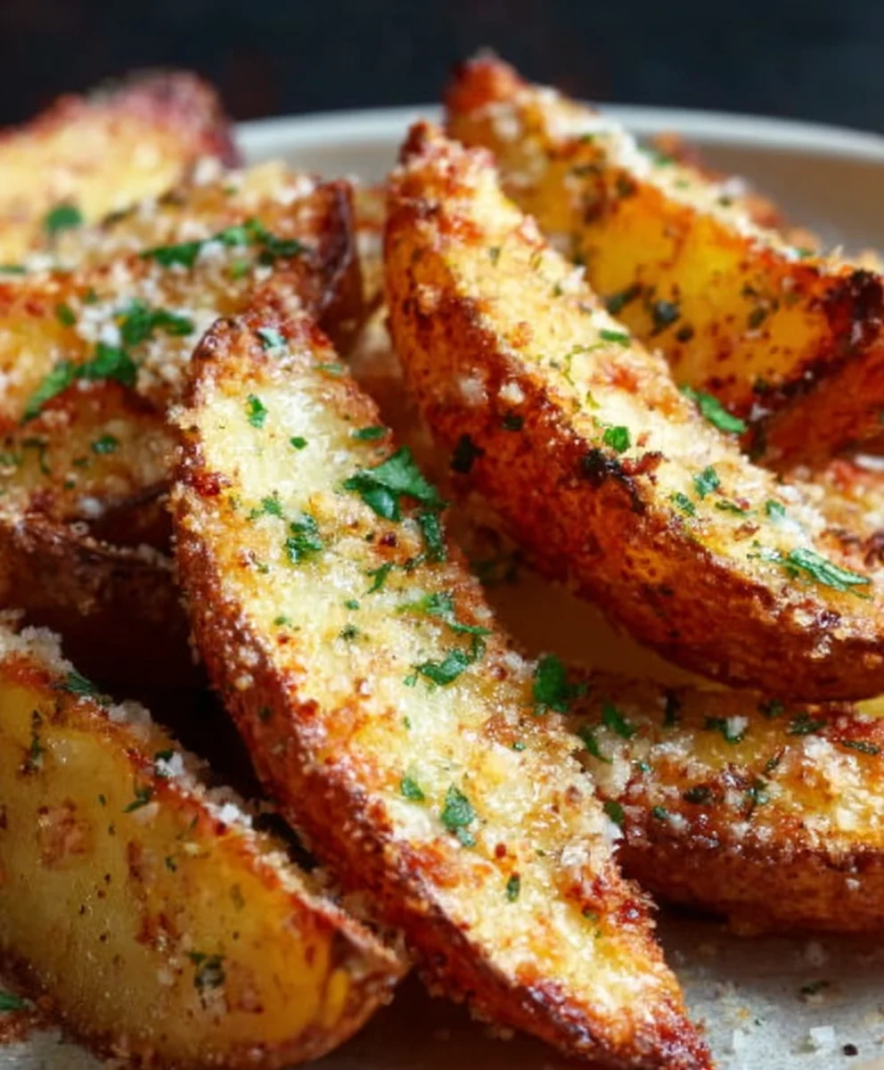Garlic Parmesan Potato Wedges-Easy Baked Sides