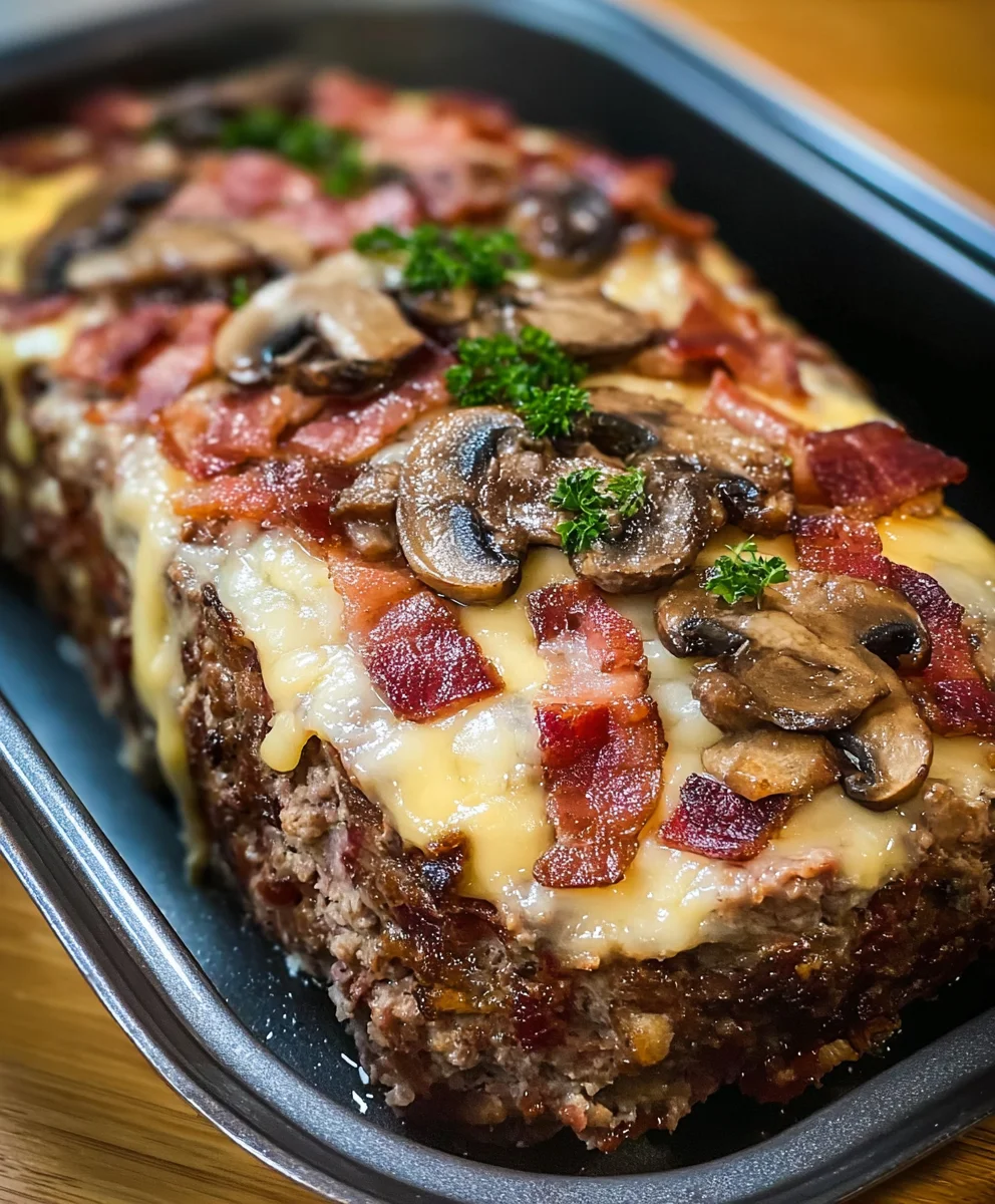 Beef Bacon Mushroom Swiss Beef Meatloaf-Ultimate Flavor