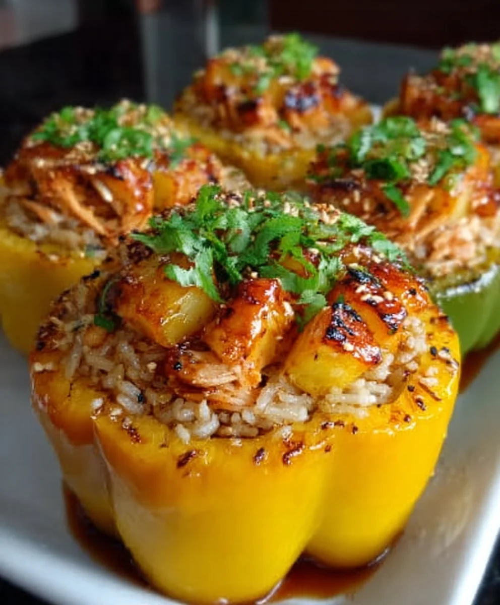 Teriyaki Pineapple Chicken Stuffed Peppers Recipe