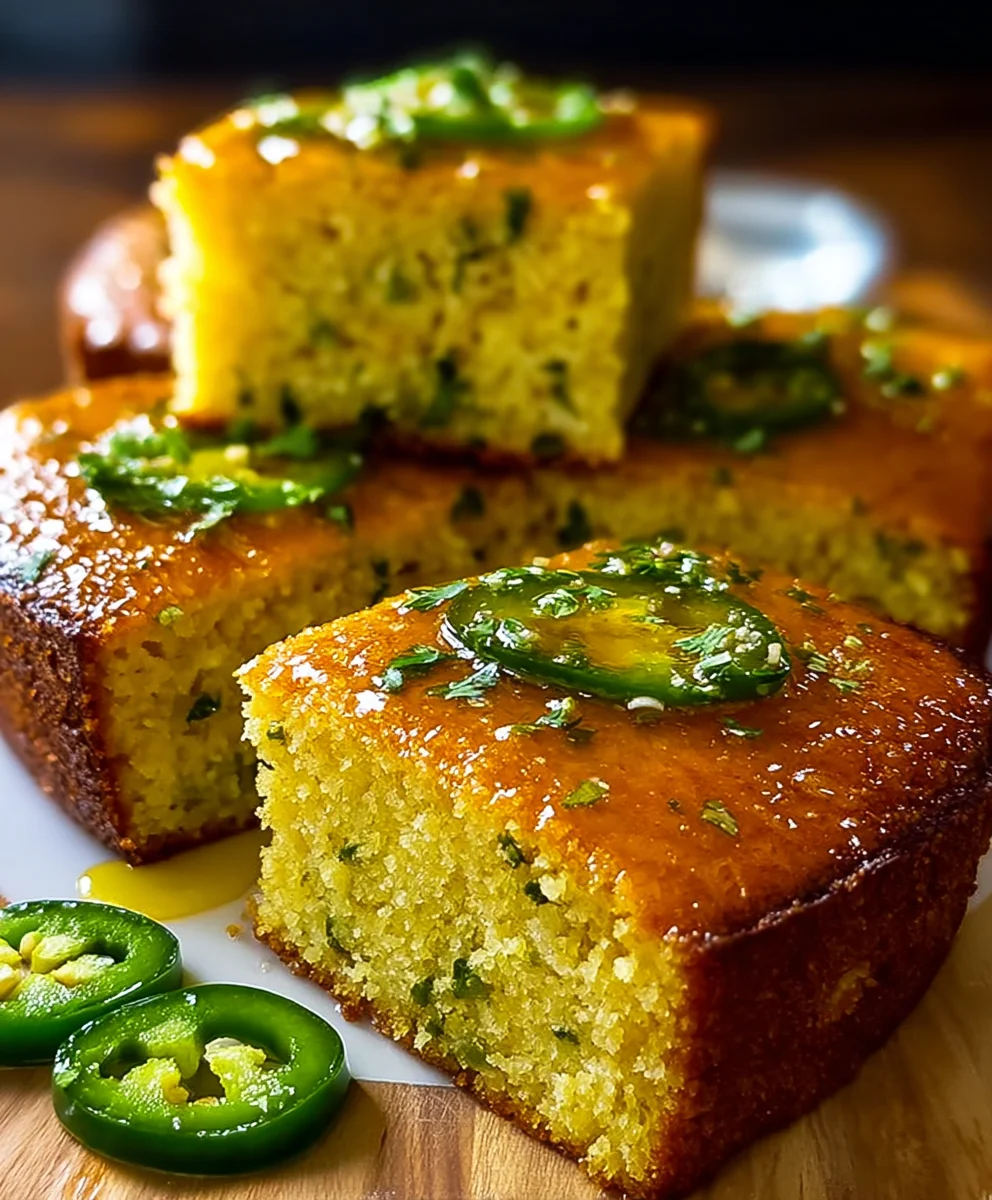 Spicy Jalapeno Cornbread with Lime Honey Drizzle