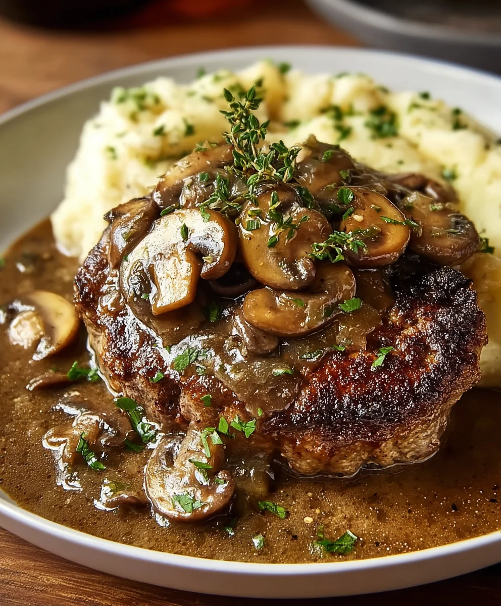 Bobby Flay Salisbury Steak-Mushroom Gravy