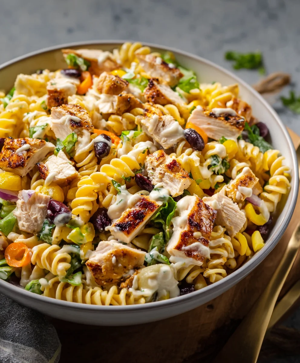 Easy BBQ Chicken Pasta Salad Recipe