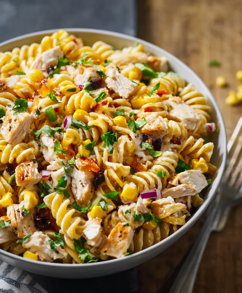Easy BBQ Chicken Pasta Salad Recipe