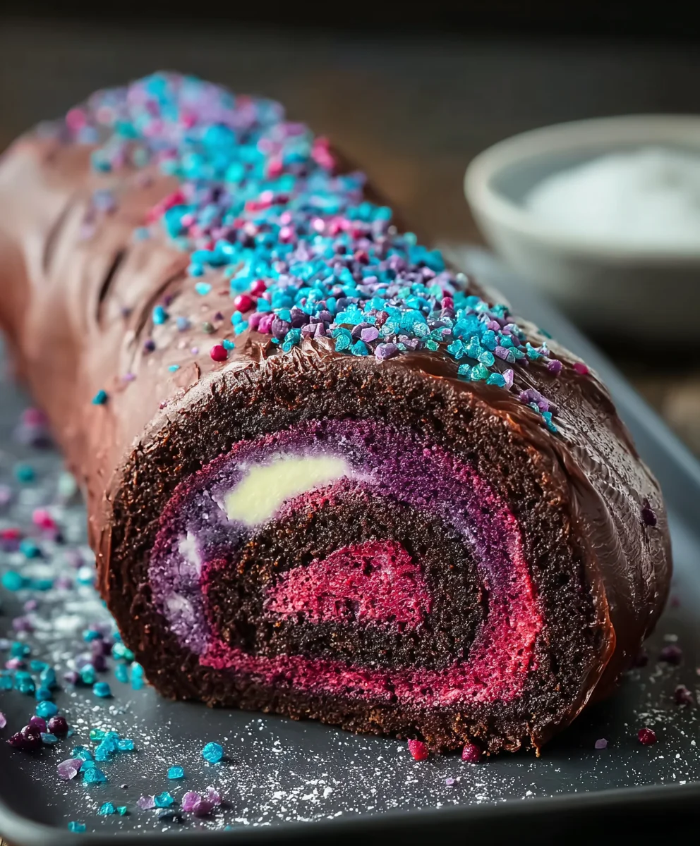 Galaxy Cake Roll Recipe- Swirls of Wonder