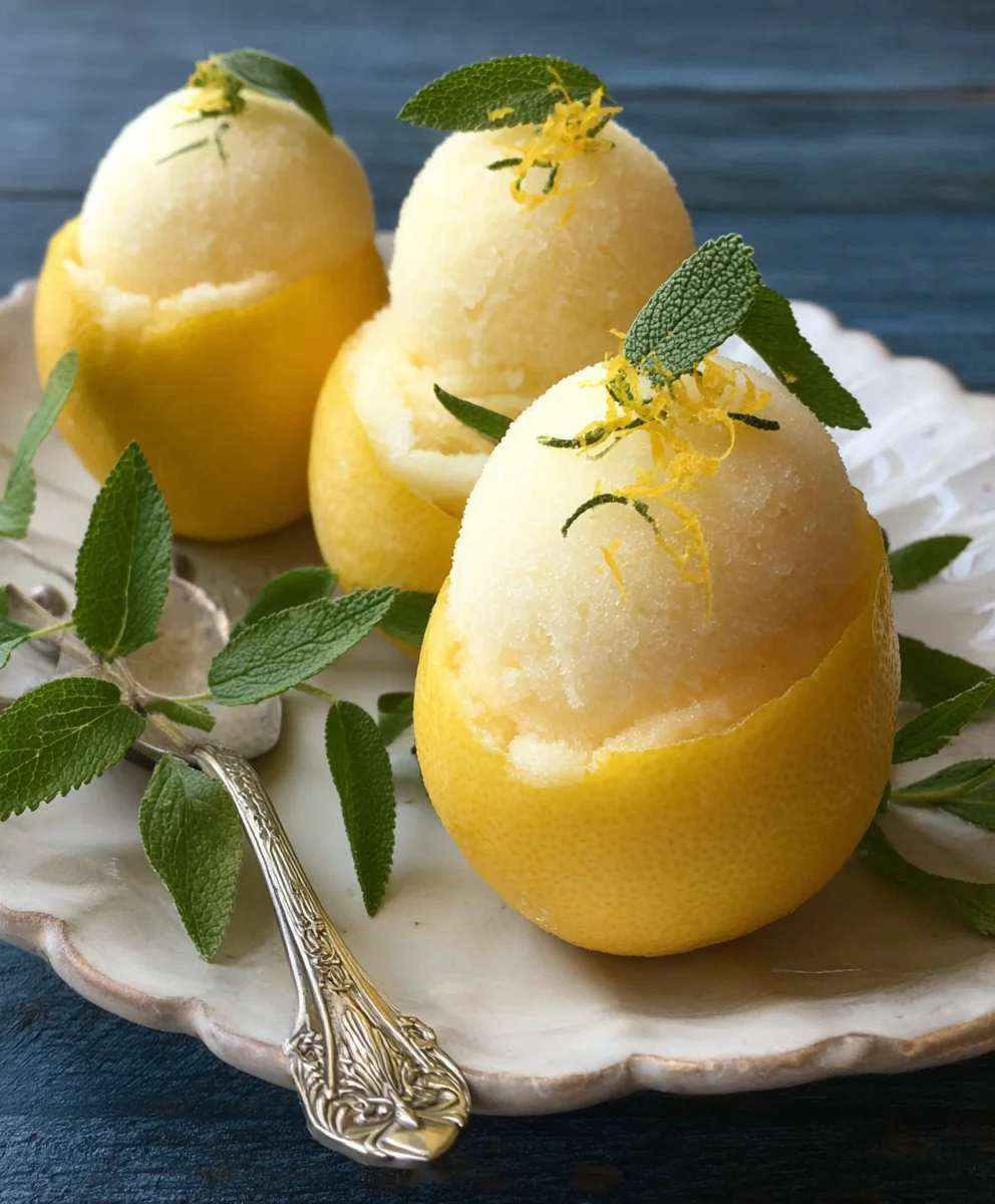 Frozen Lemon Shell Sorbetto - Refreshing Dessert