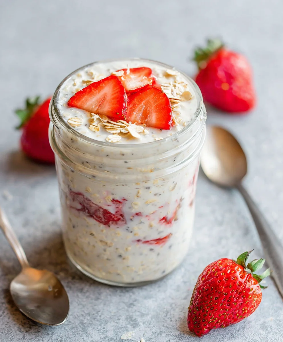 Strawberry Cheesecake Overnight Oats Recipe-Easy Delicious Breakfast