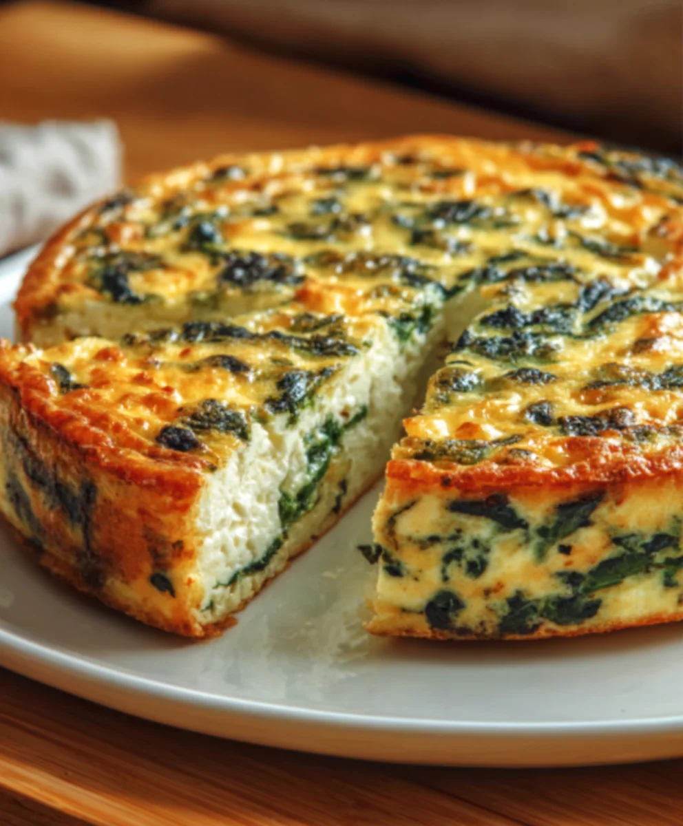 Spinach Cottage Cheese Crustless Quiche Recipe