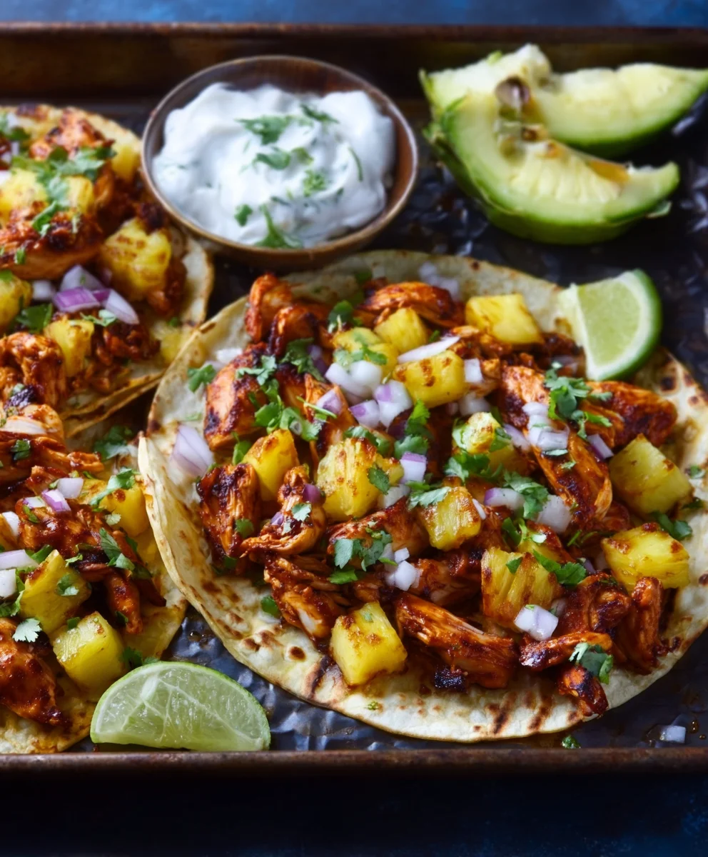 One Pan Chicken Pineapple Tacos-Easy Weeknight Meal