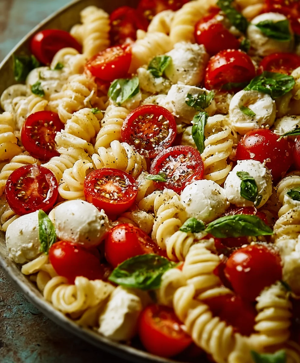 Creamy Caprese Pasta Salad Recipe- Easy & Delicious