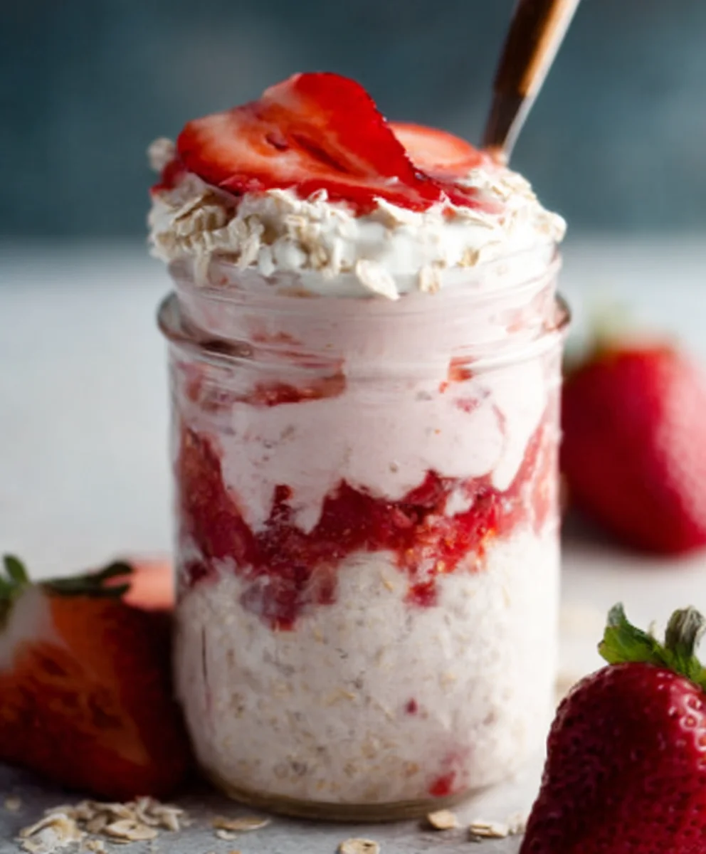 Strawberry Cheesecake Overnight Oats Recipe