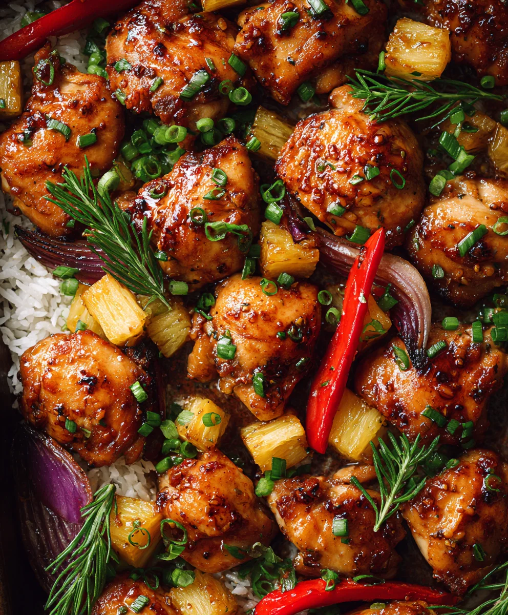 Easy Hawaiian Chicken Sheet Pan Dinner Recipe