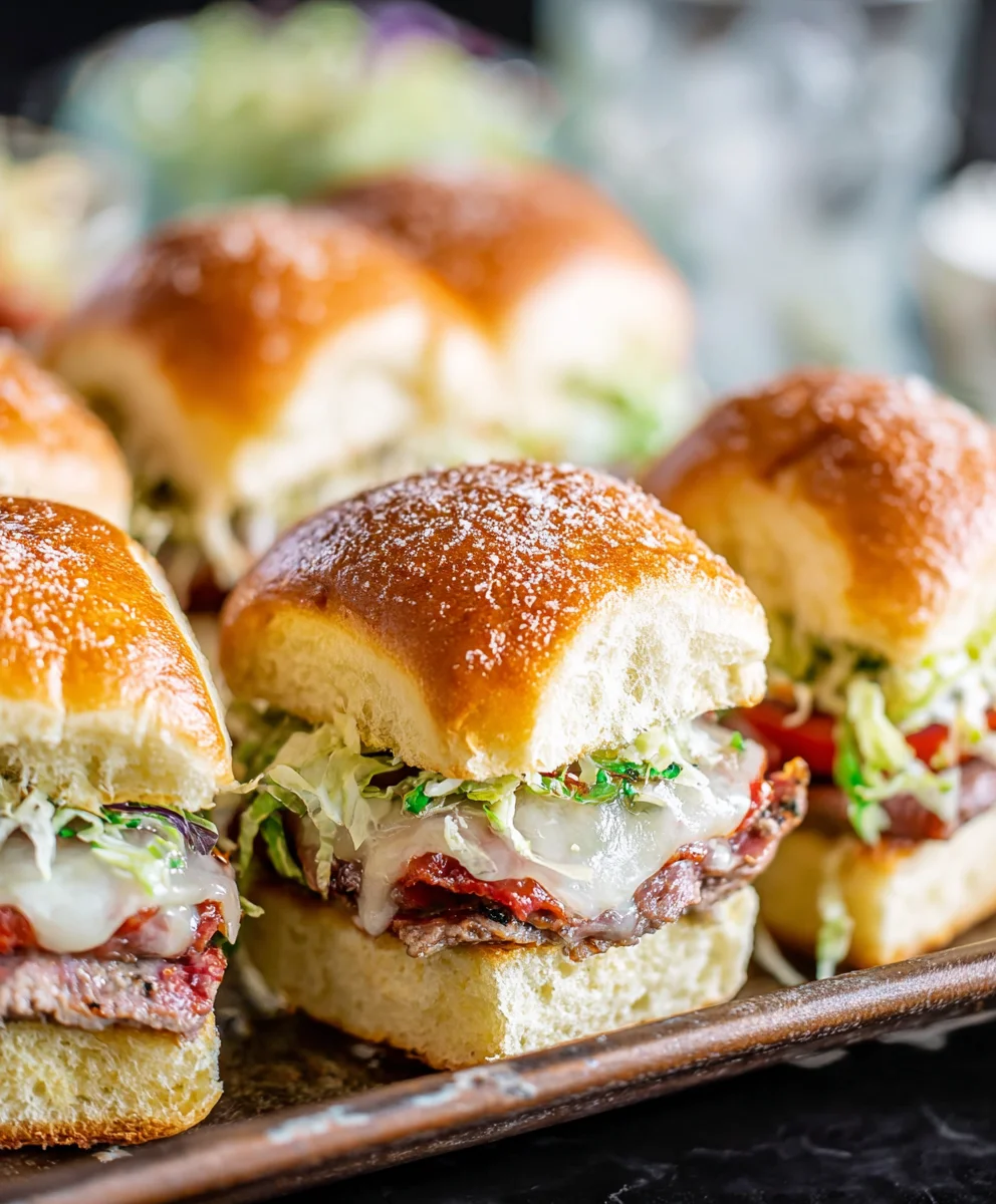 Italian Beef Grinder Sliders- Easy Appetizer Recipe