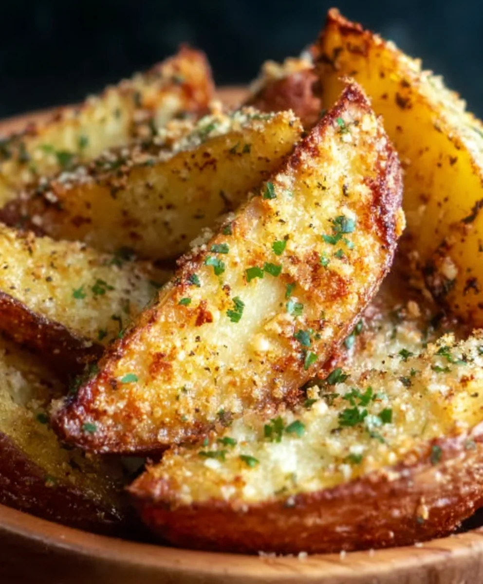 Garlic Parmesan Potato Wedges-Easy Baked Sides